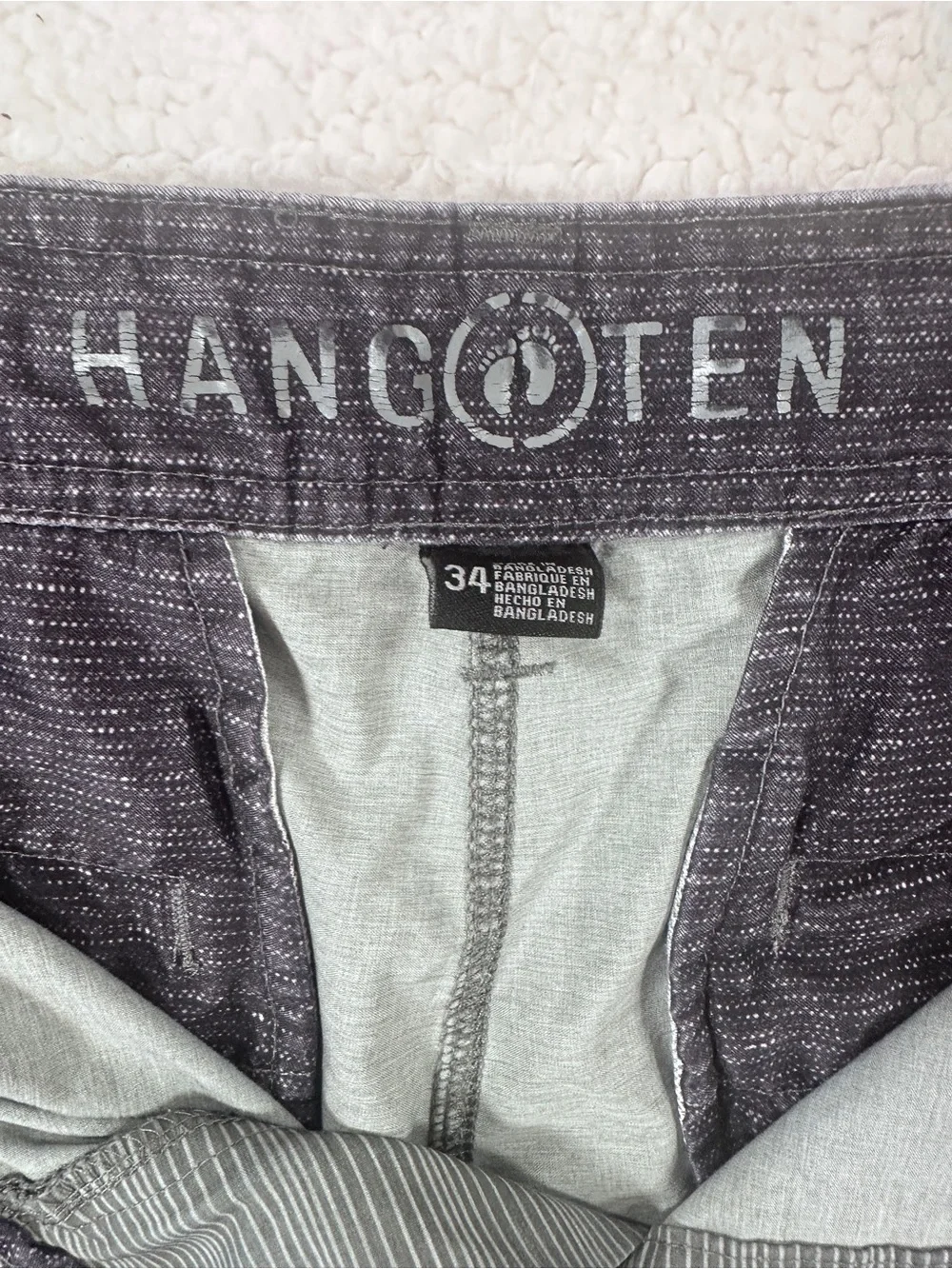 Hang Ten Men's Gray Striped Casual Board Shorts